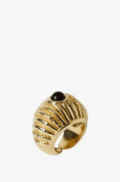 Geriffelter goldener Ring mit Onyx Reef