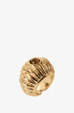 Geriffelter goldener Ring mit Tigerauge Reef