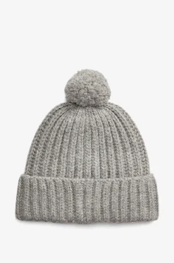 Gerippte Woll-Bommemmütze mit Stickerei Polo Bear