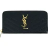 Gesteppte lange Lederbrieftasche mit Zip Monogram