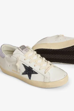 Glattledersneakers mit Glitterstern Super-Star Classic