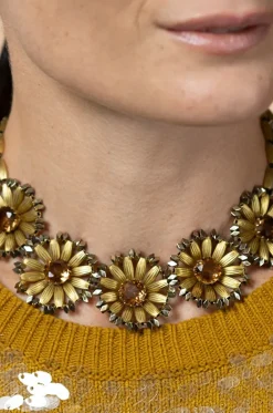 Goldene Choker-Halskette mit Hämatit Margherite
