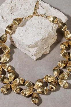 Goldene Halskette mit Kristallen und Hämatit Jaipur