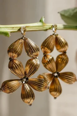 Goldene Ohrhänger mit Kristallen Jaipur