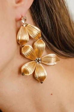 Goldene Ohrhänger mit Kristallen Jaipur