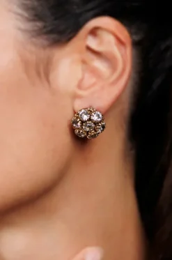 Goldene Ohrstecker mit Kristallen Pizzo