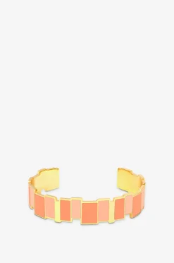 Goldener emaillierter Armreif Inès Multicolore - Orange Corail - 15mm