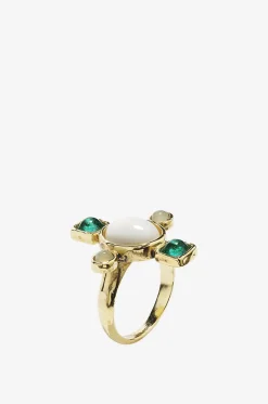 Goldener Ring mit Kristallen und Croix PM