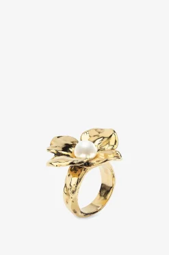 Goldener Ring mit Perle Flora