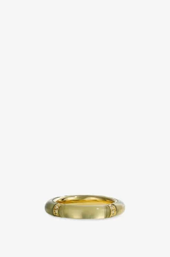 Goldring mit Diamanten und grünem Amethyst Iris