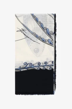 Grosses Web-Tuch aus Kaschmir mit Fischprint Summer
