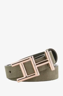 Gürtel aus Wildleder mit Monogrammschnalle - 2 cm