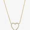 Halskette aus Gelbgold und Diamanten Outline Heart