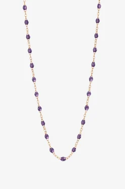 Halskette aus Roségold mit bunten Perlen Classique Gigi Violet - 42 cm