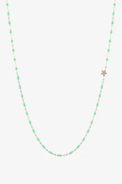 Halskette aus Roségold und Diamant Étoile Vert Fluo
