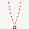 Halskette aus Roségold und Harz Ladybug Noir