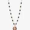 Halskette aus Roségold und Harz Ladybug Noir