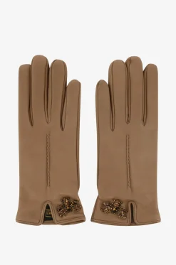 Handschuhe aus Leder mit Bienendetail
