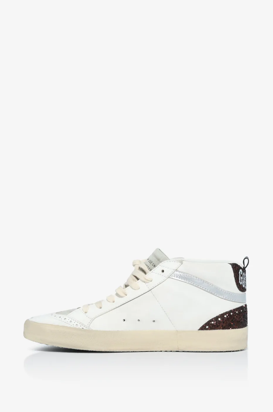 Hohe Glattledersneakers mit Glitterstern Mid Star Classic