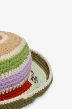 Hut aus Bio-Baumwolle mit Streifen und gesticktem Logo