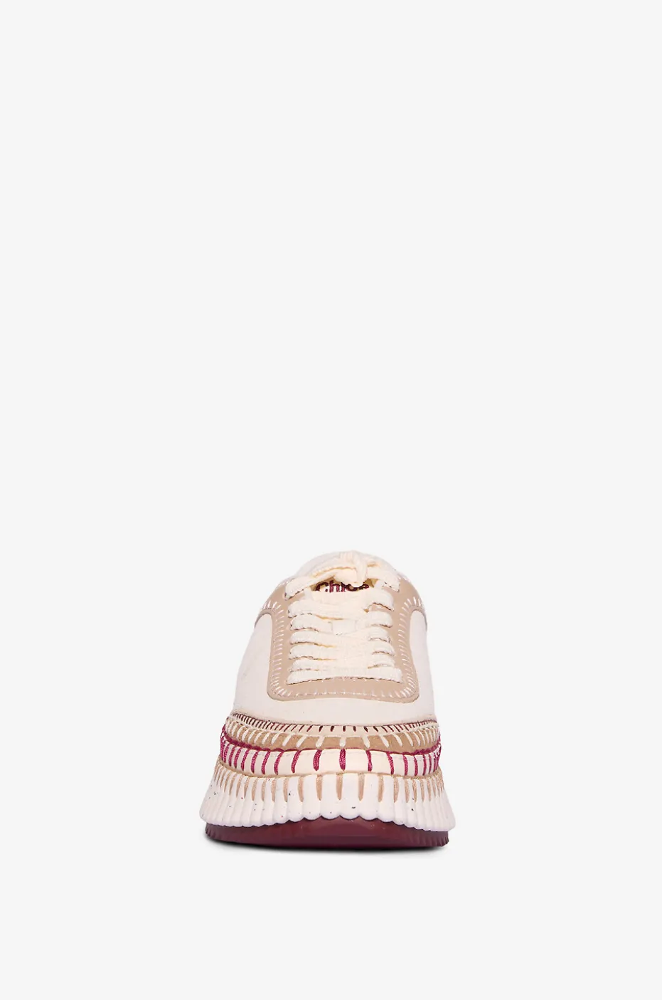 Keilsneakers aus Leder und Stoff Nama