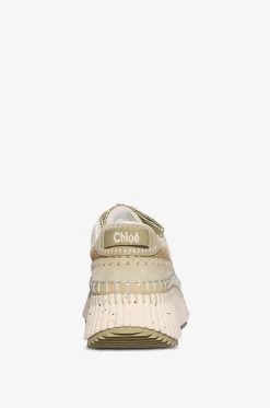 Keilsneakers aus Leder und Stoff Nama