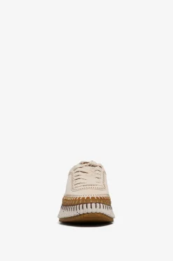 Keilsneakers aus Leder und Stoff Nama