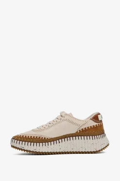 Keilsneakers aus Leder und Stoff Nama