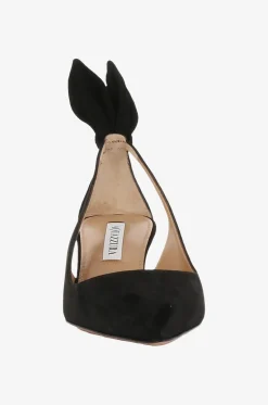 Kittenheel-Slingback-Pumps aus Wildleder Bow Tie 50