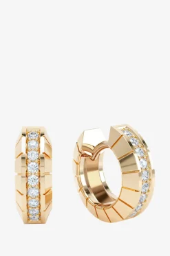 Kleine Gelbgold- und Diamantcreolen Eternity Huggies Engraved