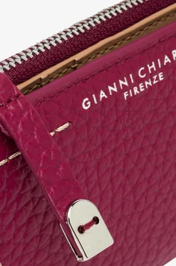 Kompakte Brieftasche aus genarbtem Leder mit Reissverschluss Bubble