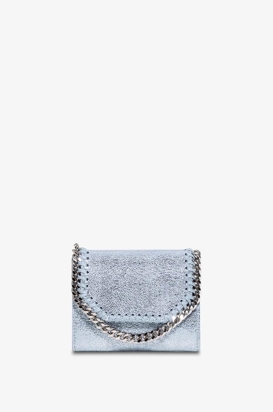 Kompakte Metallic-Brieftasche mit Kettengurt Falabella Shaggy Deer
