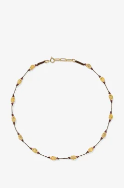 Kordel-Choker-Halskette mit Citrin und Granat Sriphala