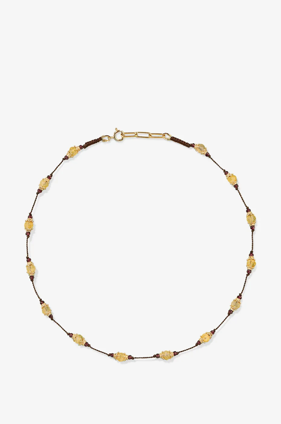 Kordel-Choker-Halskette mit Citrin und Granat Sriphala