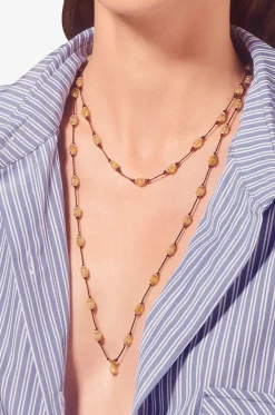 Kordel-Choker-Halskette mit Citrin und Granat Sriphala