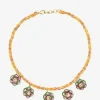 Kordel-Chokerhalskette mit emaillierten Blüten Petunia