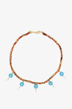 Kordel-Choker-Halskette mit Halbedelsteinen Melon