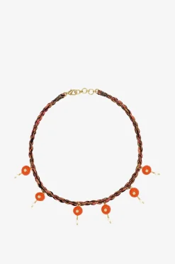 Kordel-Choker-Halskette mit Halbedelsteinen Melon