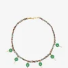 Kordel-Choker-Halskette mit Halbedelsteinen Melon