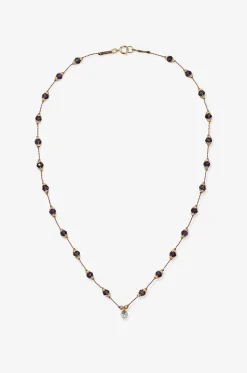 Kordelhalskette mit Amethyst und Topas Talisman Sriphala