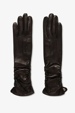 Lange Handschuhe aus geprägtem Leder mit Seidenfutter