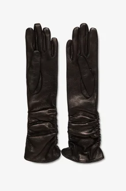 Lange Handschuhe aus geprägtem Leder mit Seidenfutter