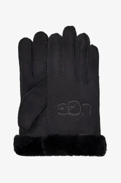 Logo-bestickte Wildleder- und Shearling-Handschuhe
