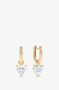Minicreolen aus Gelbgold mit Diamant Allday Jumbo Heart Drop