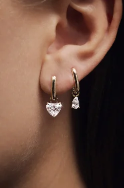 Minicreolen aus Gelbgold mit Diamant Allday Jumbo Heart Drop