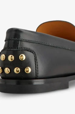 Mokassins aus Leder mit Nieten Slipper