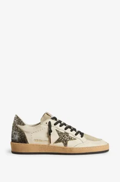 Niedrige Glatt- und Wildledersneakers mit Glitter Ball Star
