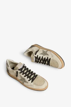 Niedrige Glatt- und Wildledersneakers mit Glitter Ball Star