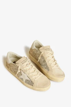 Niedrige Glitter-Sneakers mit Wildleder Super-Star Classic