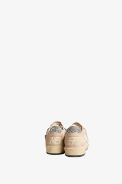 Niedrige Leder- und Wildledersneakers mit Glitter Ballstar